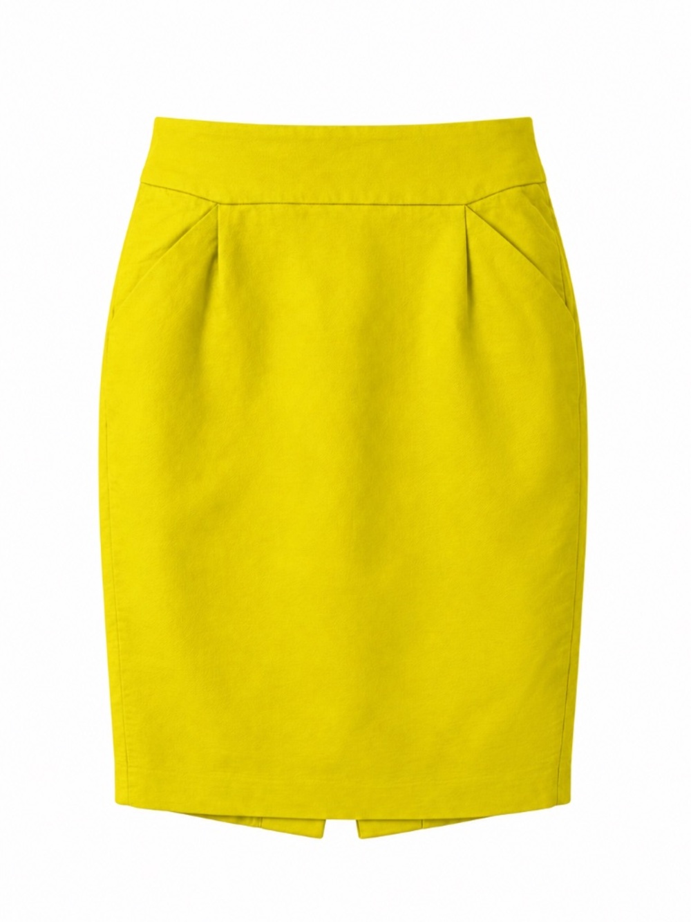 J.Crew Pencil Skirt 100% Cotton Tailored Chartreuse Yellow Size 6
